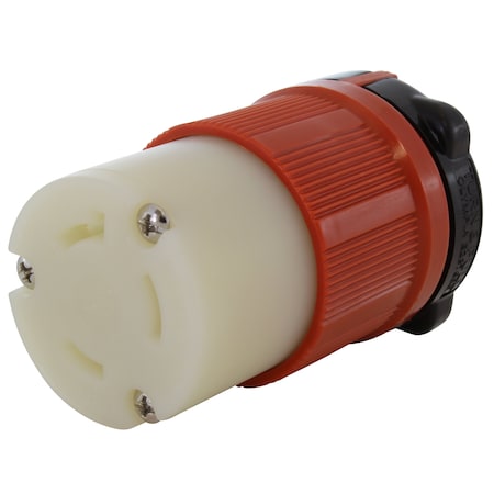 Ac Works Locking Connector, L7-30R, 30 A, 277V AC, Single Phase, 2 Pole, Orange ASL730R
